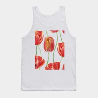 Red watercolor Tulip flowers composition. Spring floral ornament. Vibrant romantic flowers print. Summer vibrant flowers Tank Top